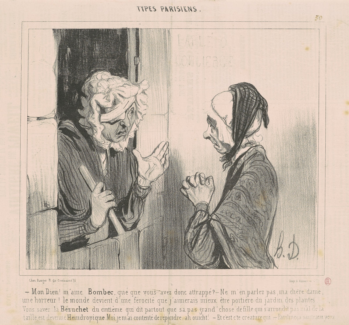 Mon dieu! M'ame Bombec qué que vous avez attrapé? by Honoré Daumier (French, 1808 - 1879), 16X12"(A3)Poster Print
