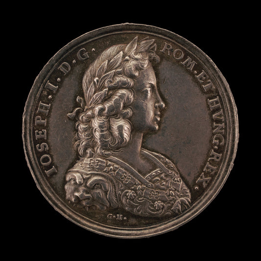 Coronation Medal of Joseph I, 1678-1711, King of Hungary 1687, King of the Romans 1690, Holy Roman Emperor 1705 [obverse] by Georg Hautsch (German, 1664 - 1736), 16X12"(A3)Poster Print