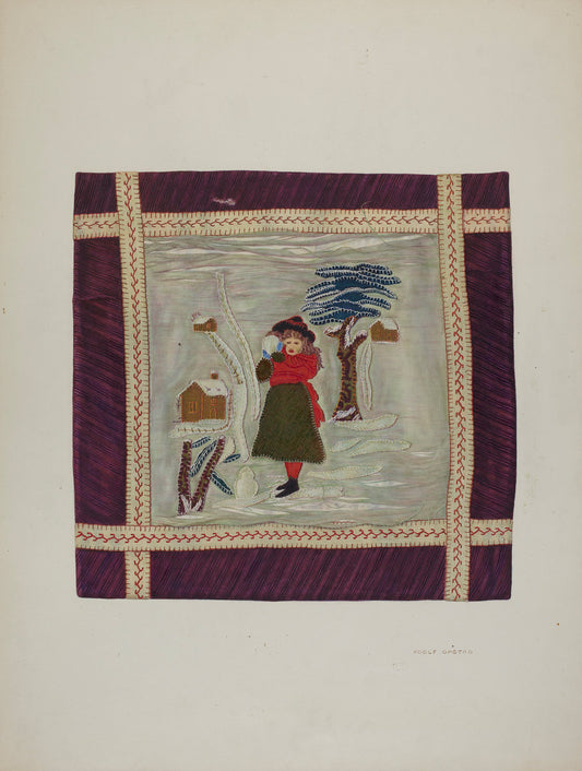Applique Coverlet (Detail) by Adolph Opstad (American, active c. 1935), 16X12"(A3)Poster Print
