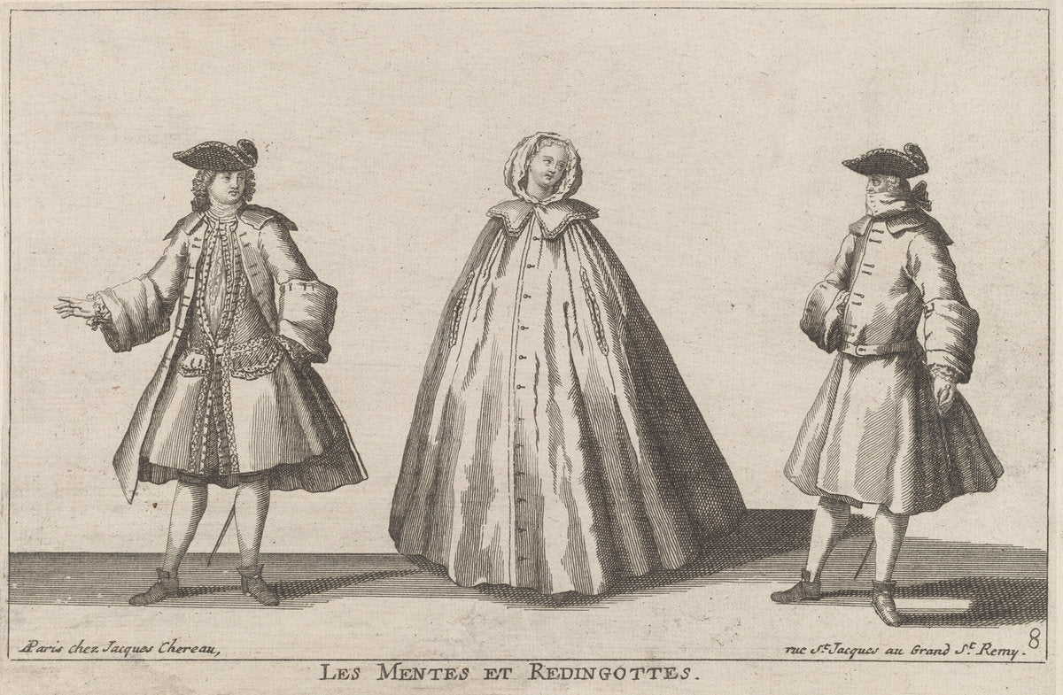 Les Mentes et Redingottes by published by Jacques Chéreau (French, 1688 - 1776), 16X12"(A3)Poster Print