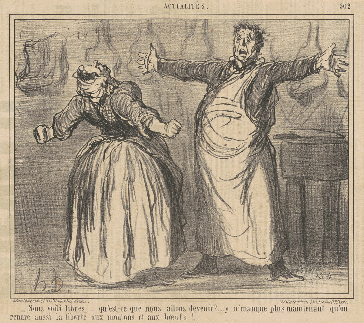 Nous voila libres ... by Honoré Daumier (French, 1808 - 1879), 16X12"(A3)Poster Print