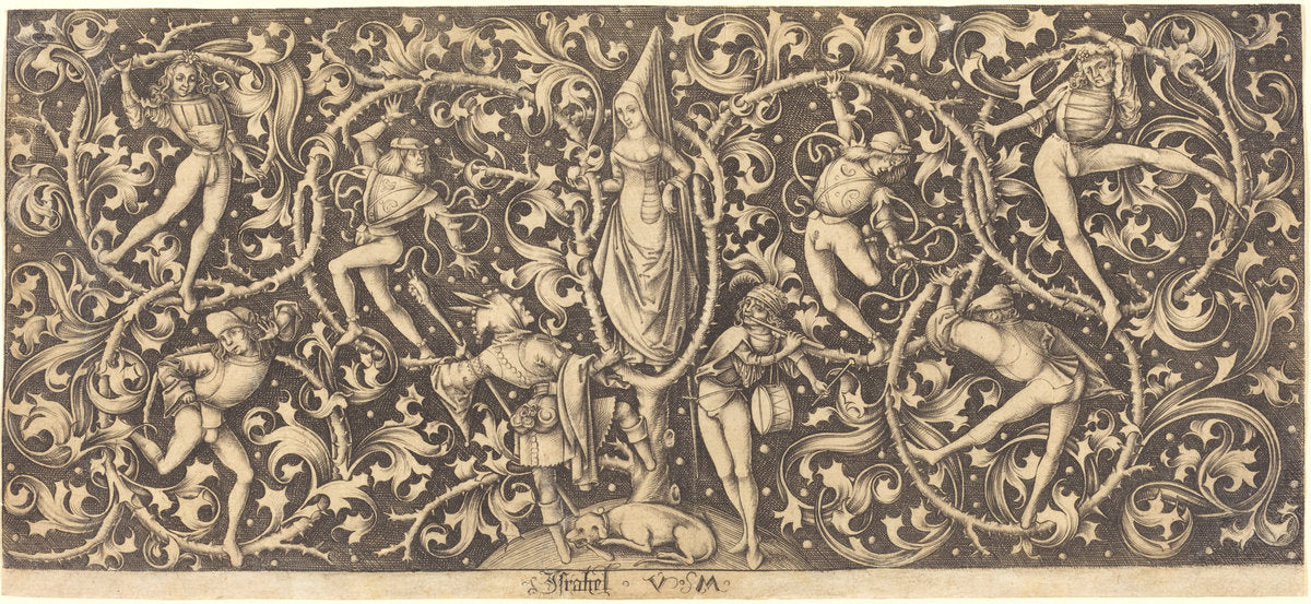 Ornament with Morris Dancers by Israhel van Meckenem (German, c. 1445 - 1503), 16X12"(A3)Poster Print