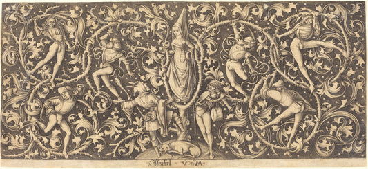Ornament with Morris Dancers by Israhel van Meckenem (German, c. 1445 - 1503), 16X12"(A3)Poster Print