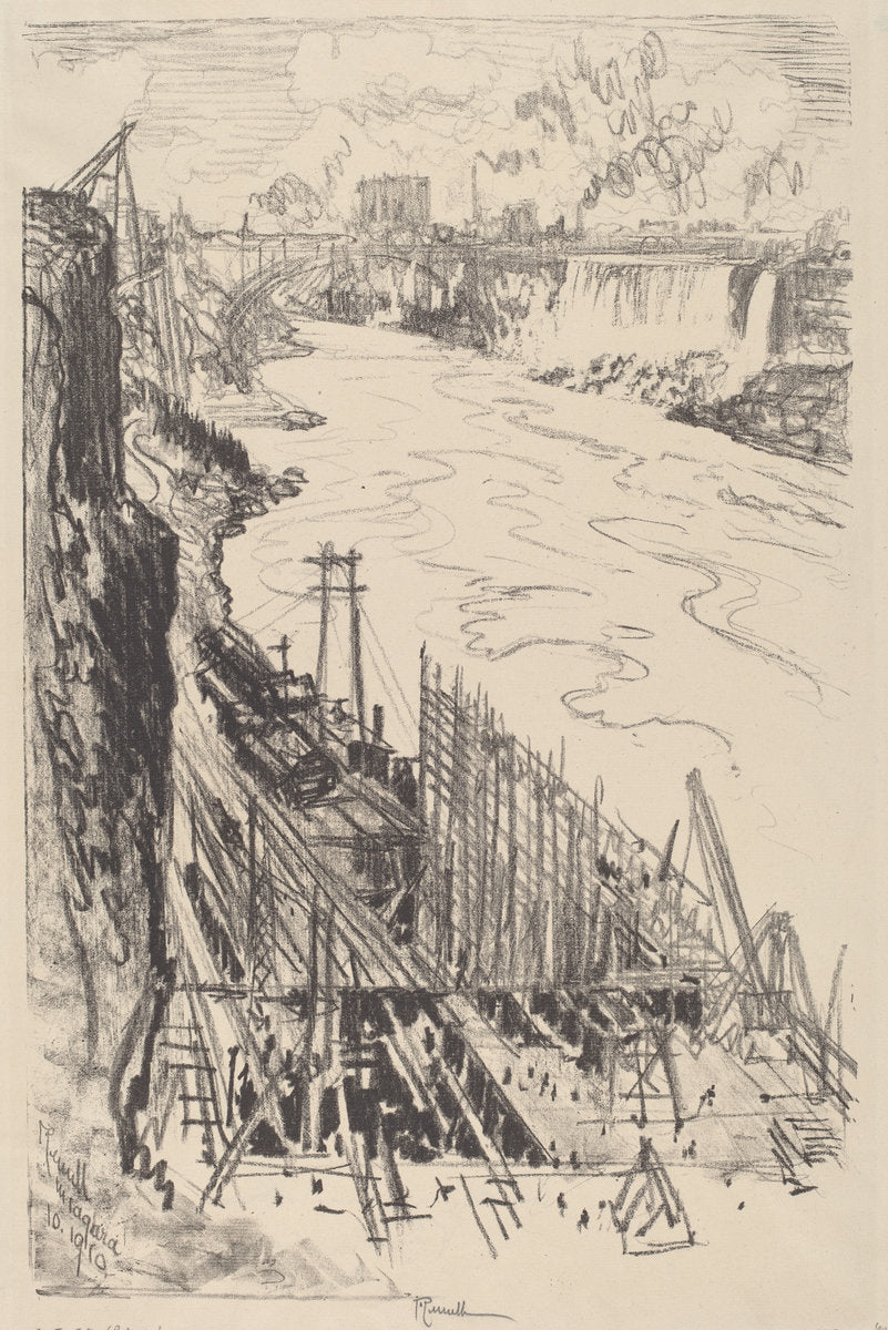 Building a Power House by Joseph Pennell (American, 1857 - 1926), 16X12"(A3)Poster Print