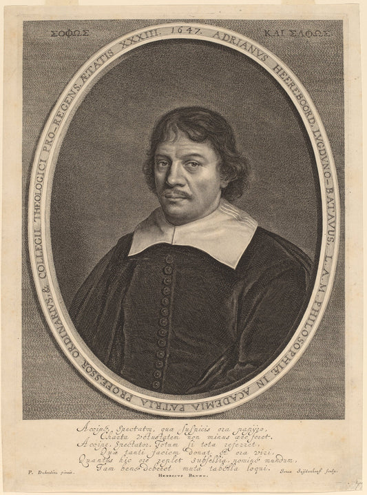 Adriaen Heereboord by Jonas Suyderhoff after Pieter Dubordieu (Dutch, c. 1613 - 1686), 16X12"(A3)Poster Print
