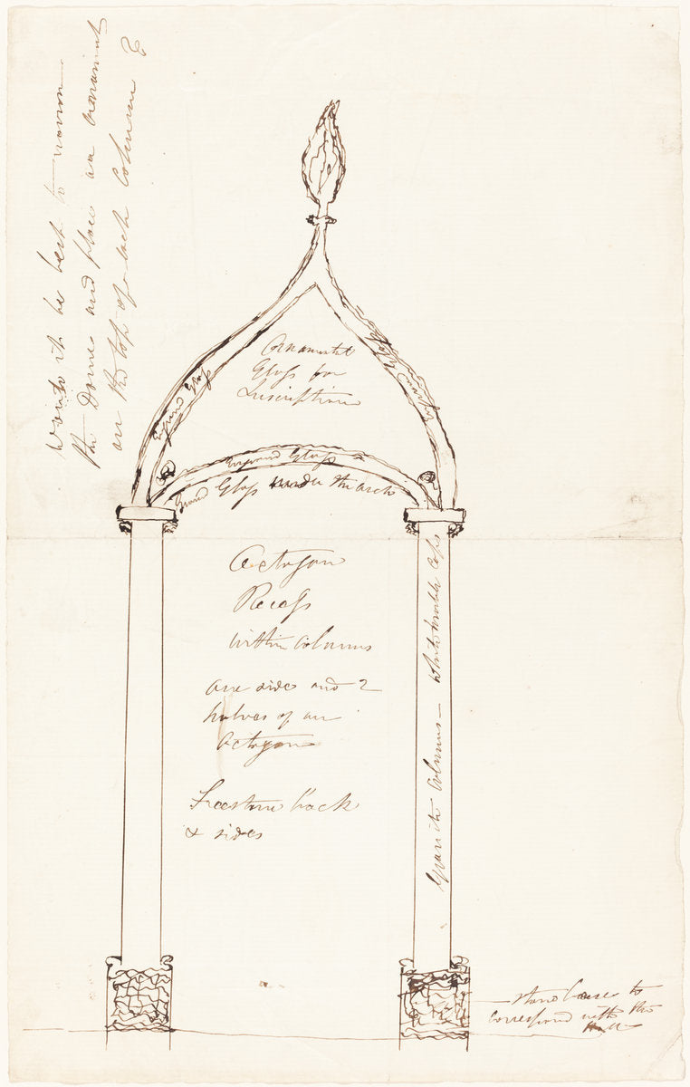 Sketch of Octagon Recess with Columns by George Cruikshank (British, 1792 - 1878), 16X12"(A3)Poster Print