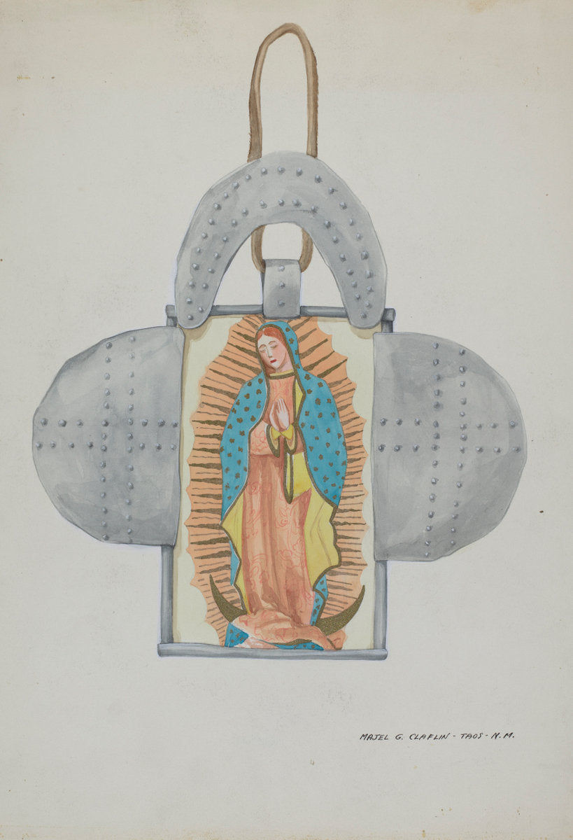 Hand Drawn Guadalupe in Tin Form by Majel G. Claflin (American, active c. 1935), 16X12"(A3)Poster Print