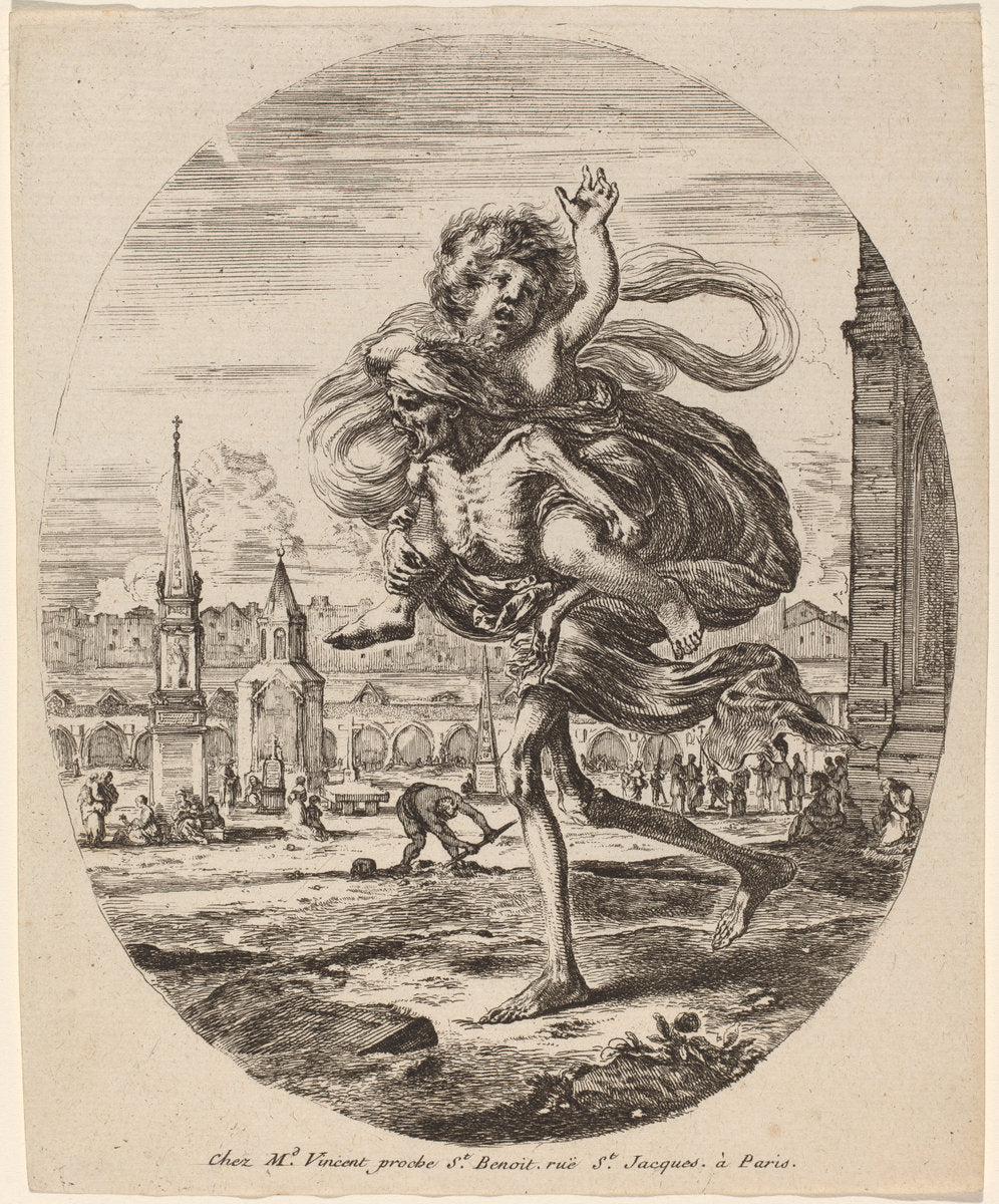 Death Carrying a Child to the Left by Stefano Della Bella (Italian, 1610 - 1664), 16X12"(A3)Poster Print