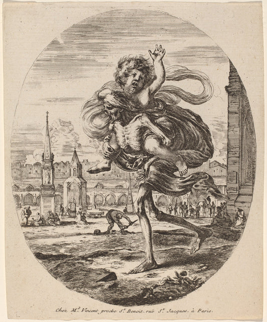 Death Carrying a Child to the Left by Stefano Della Bella (Italian, 1610 - 1664), 16X12"(A3)Poster Print