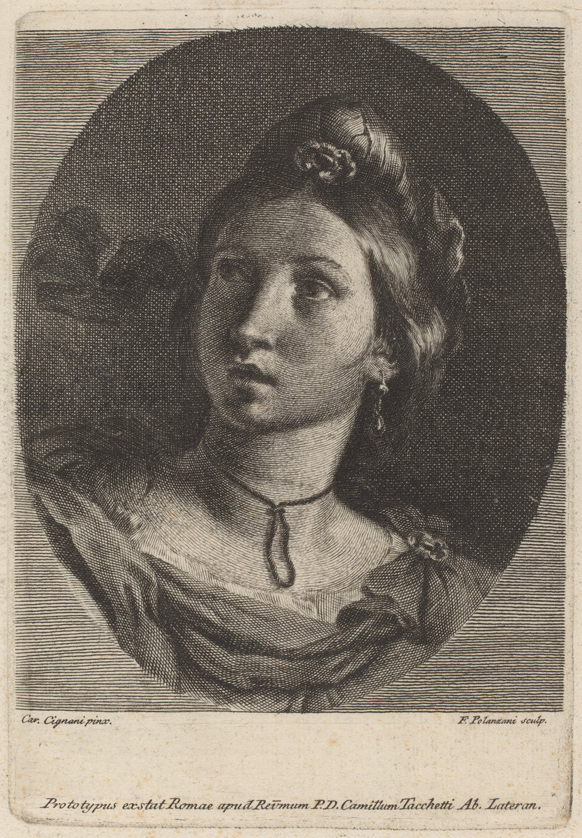 Head of a Young Woman by Francesco Polanzani after Carlo Cignani (Italian, 1700 - after 1783), 16X12"(A3)Poster Print