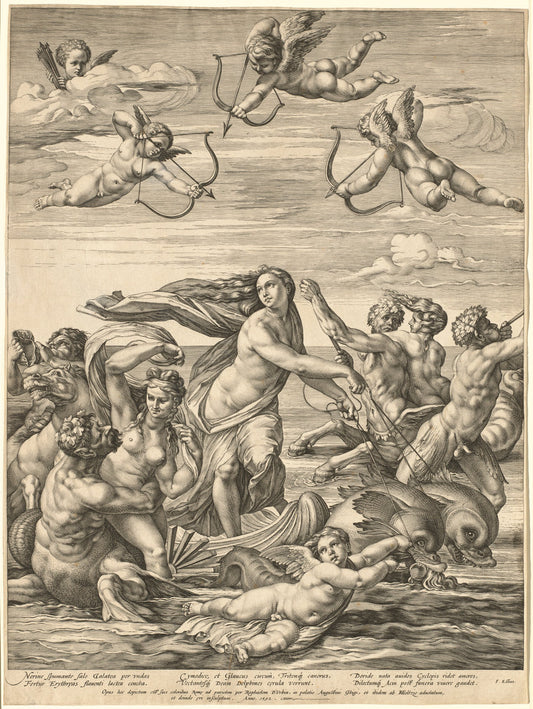The Triumph of Galatea by Hendrick Goltzius after Raphael (Dutch, 1558 - 1617), 16X12"(A3)Poster Print