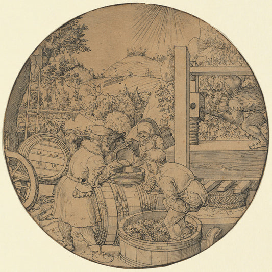 The Wine Harvest (September) by Jorg Breu I (German, c. 1480 - 1537), 16X12"(A3)Poster Print