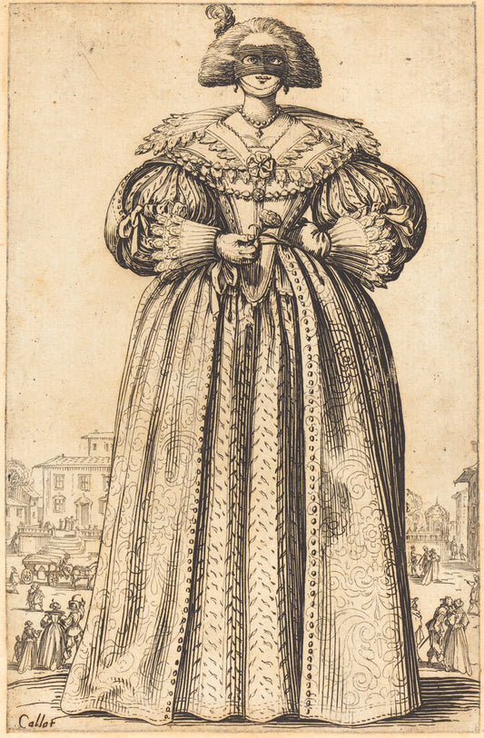 Masked Noble Woman by Jacques Callot (French, 1592 - 1635), 16X12"(A3)Poster Print