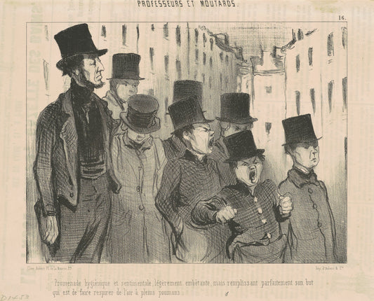 Promenade hygiénique et sentimentale ... by Honoré Daumier (French, 1808 - 1879), 16X12"(A3)Poster Print