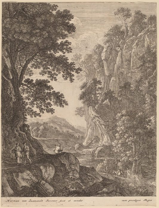 The Large Cascade by Herman van Swanevelt (Dutch, c. 1600 - 1655), 16X12"(A3)Poster Print