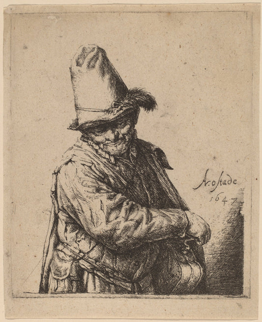 Organ Grinder by Adriaen van Ostade (Dutch, 1610 - 1685), 16X12"(A3)Poster Print