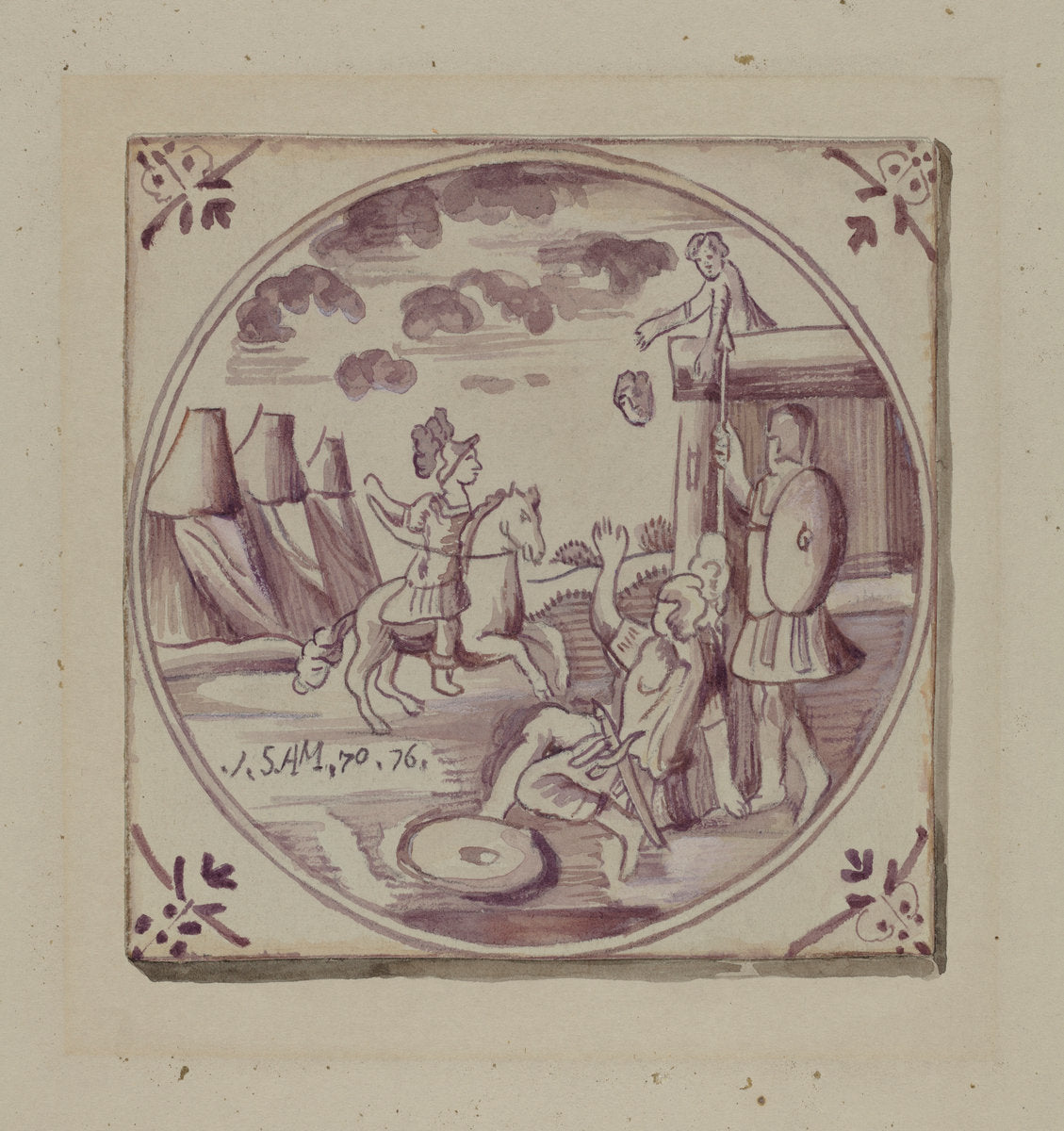 Fireplace Tile by John Dixon (American, active c. 1935), 16X12"(A3)Poster Print