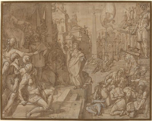 Disputation of Saint Catherine of Alexandria by Federico Zuccaro (Roman, 1542/1543 - 1609), 16X12"(A3)Poster Print