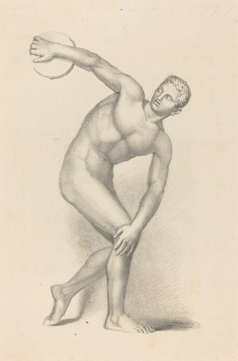 Discobulus, by Myron by James William Giles after John Flaxman (Scottish, 1801 - 1870), 16X12"(A3)Poster Print