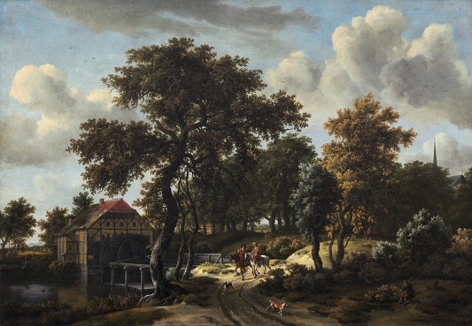 The Travelers by Meindert Hobbema (Dutch, 1638 - 1709), 16X12"(A3)Poster Print