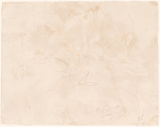 Sketch for the Flight into Egypt [verso] by Giovanni Domenico Tiepolo (Venetian, 1727 - 1804), 16X12"(A3)Poster Print