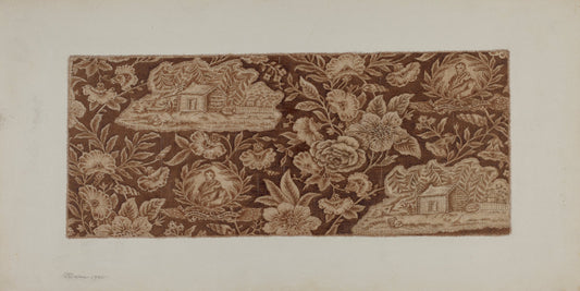 Historical Printed Cotton by D Davin (American, active c. 1935), 16X12"(A3)Poster Print