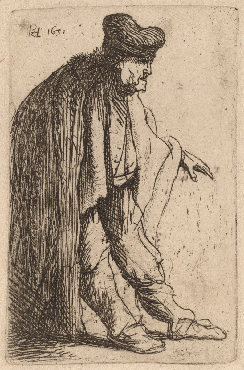 Beggar with His Left Hand Extended by Rembrandt van Rijn (Dutch, 1606 - 1669), 16X12"(A3)Poster Print
