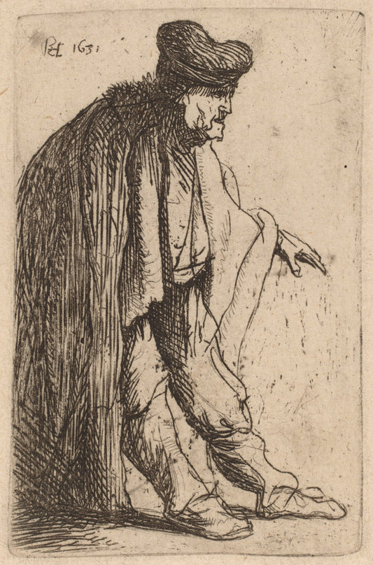 Beggar with His Left Hand Extended by Rembrandt van Rijn (Dutch, 1606 - 1669), 16X12"(A3)Poster Print