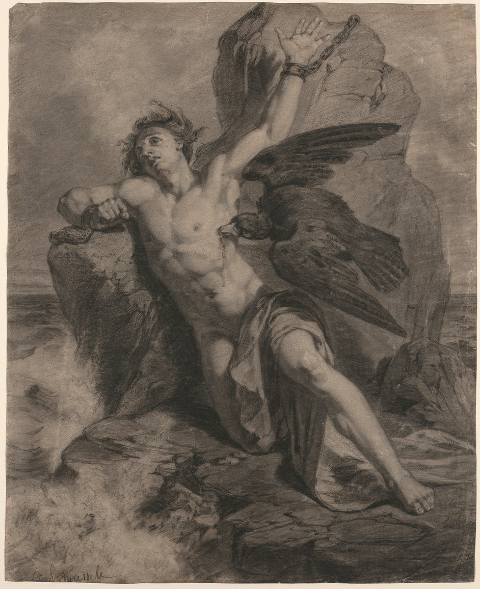 Prometheus Bound by Christian Schussele (American, c. 1824 - 1879), 16X12"(A3)Poster Print