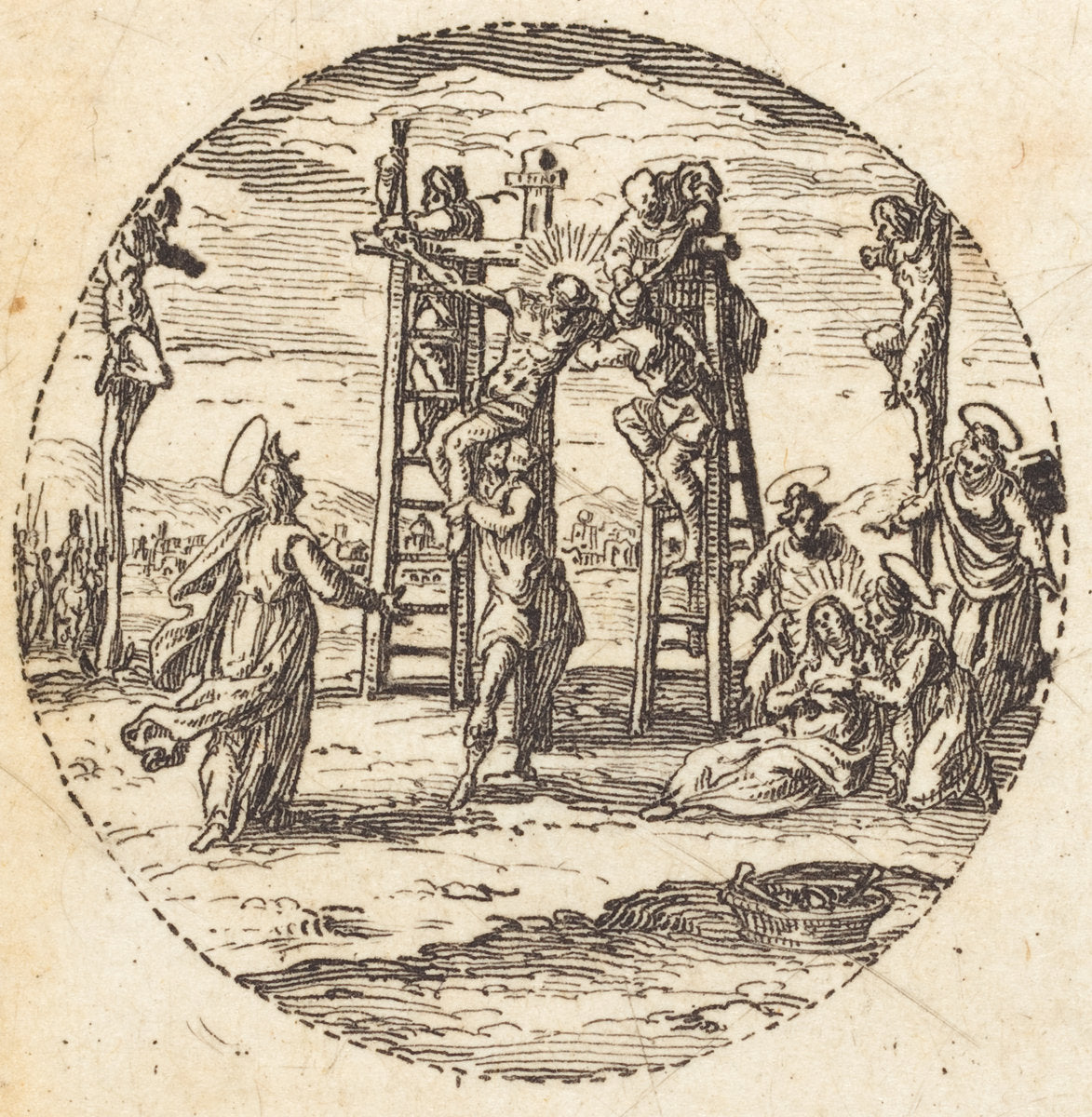Descent from the Cross by Jacques Callot (French, 1592 - 1635), 16X12"(A3)Poster Print