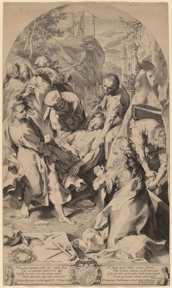 The Entombment by Aegidius Sadeler II after Federico Barocci (Flemish, c. 1570 - 1629), 16X12"(A3)Poster Print