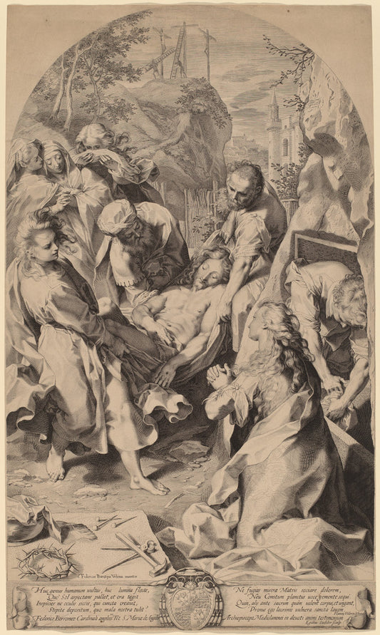 The Entombment by Aegidius Sadeler II after Federico Barocci (Flemish, c. 1570 - 1629), 16X12"(A3)Poster Print