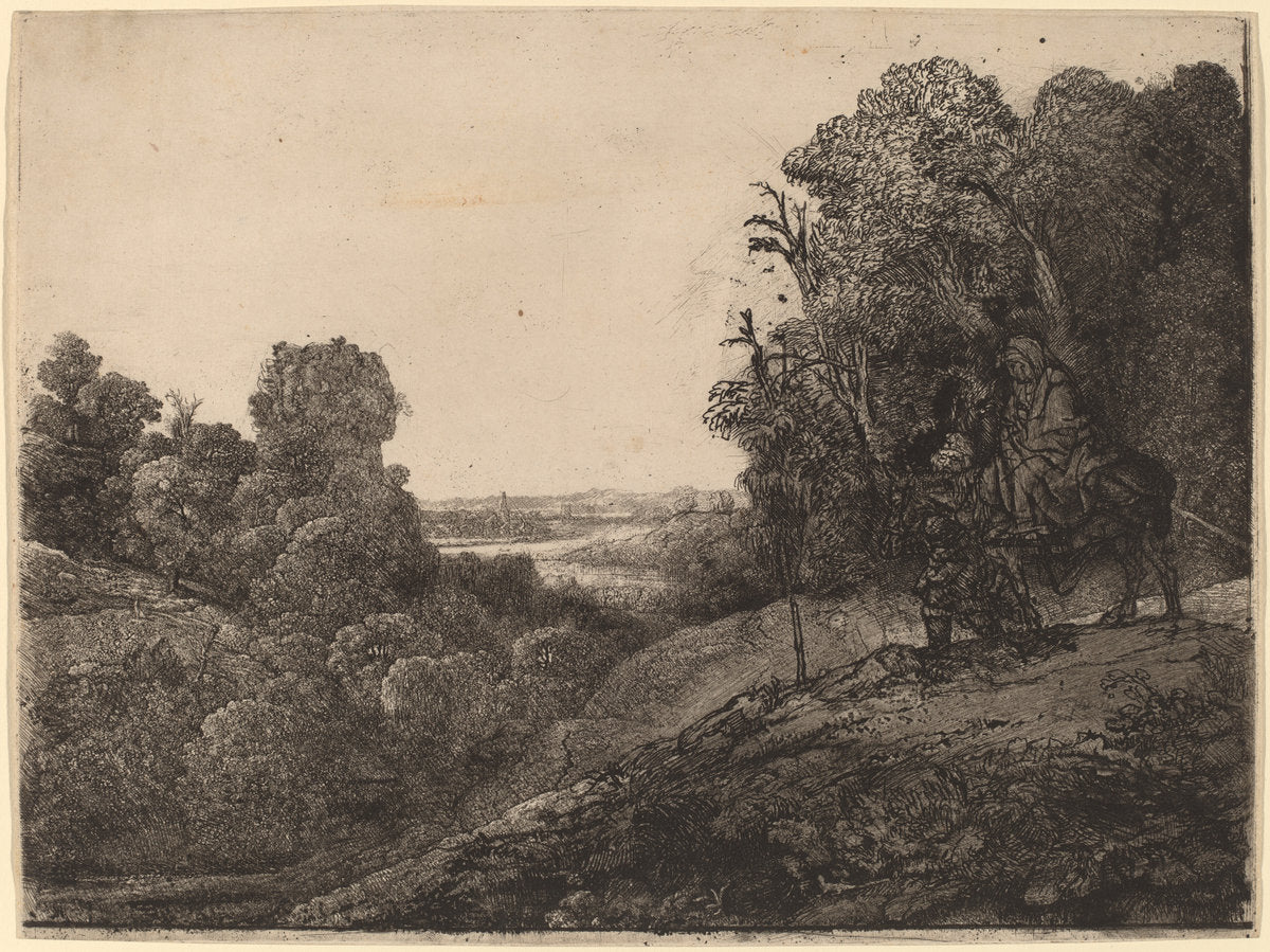 The Flight into Egypt: Altered from Seghers by Rembrandt van Rijn (Dutch, 1606 - 1669), 16X12"(A3)Poster Print
