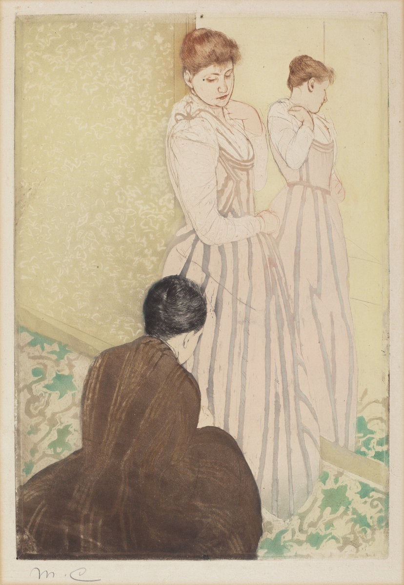 The Fitting by Mary Cassatt (American, 1844 - 1926), 16X12"(A3)Poster Print