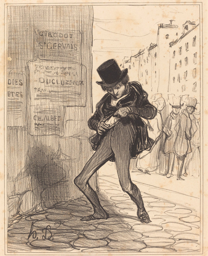 Volé!... Rue vide-gousset... by Honoré Daumier (French, 1808 - 1879), 16X12