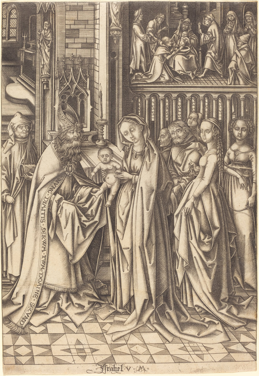 The Presentation in the Temple by Israhel van Meckenem after Hans Holbein the Elder (German, c. 1445 - 1503), 16X12"(A3)Poster Print