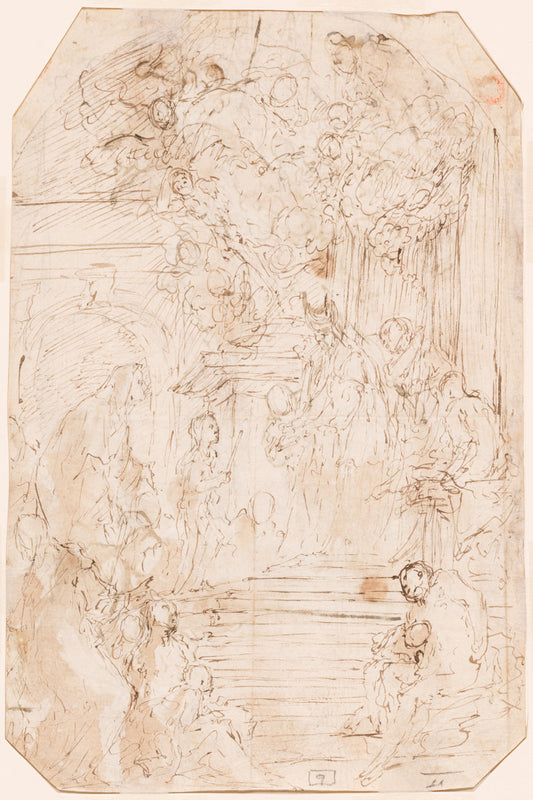 Presentation of the Virgin in the Temple [verso] by Antonio Zanchi (Italian, 1631 - 1722), 16X12"(A3)Poster Print
