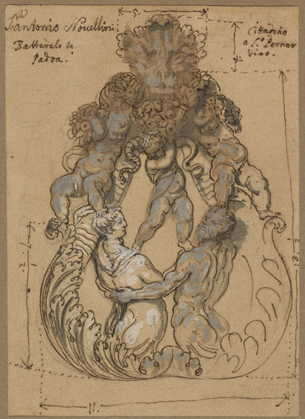 late 17th or early 18th century by Italian 17th or 18th Century (Door Knocker with Triton, Nereid, and Putti), 16X12"(A3)Poster Print