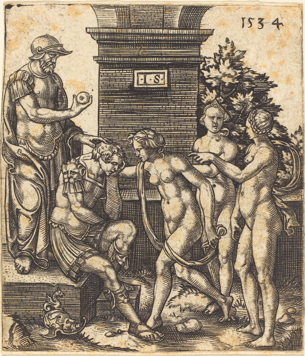 Judgment of Paris by Master IS (active c. 1534), 16X12"(A3)Poster Print