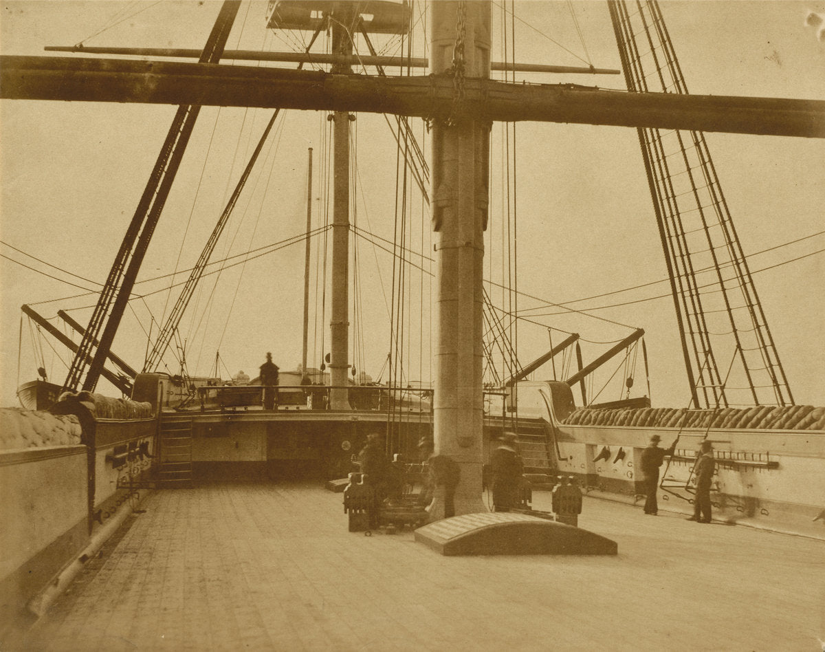 Quarterdeck of HMS “Impregnable” by Linnaeus Tripe (British, 1822 - 1902), 16X12"(A3)Poster Print