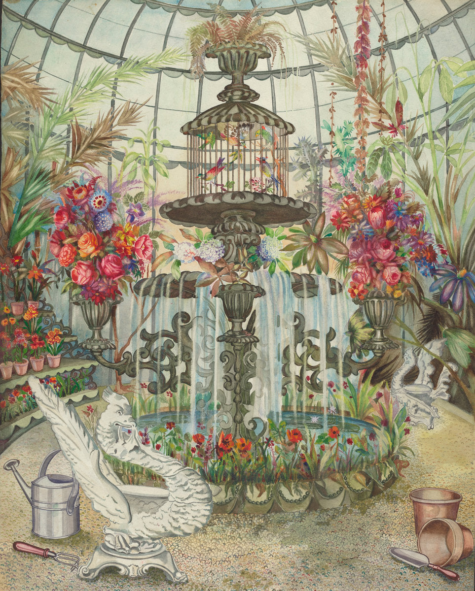 Conservatory Fountain by Perkins Harnly and Nicholas Zupa (American, 1901 - 1986), 16X12"(A3)Poster Print