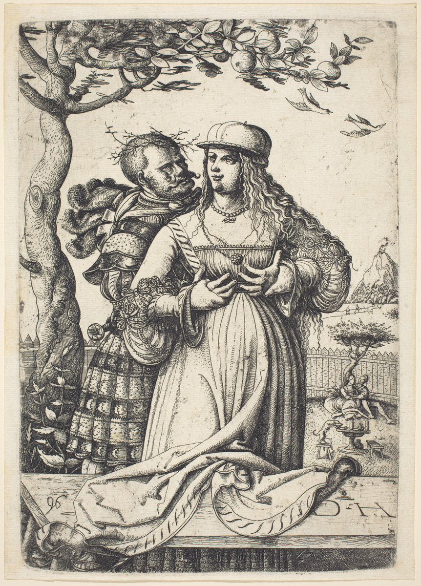 Soldier Embracing a Woman by Daniel Hopfer (German, c. 1470 - 1536), 16X12"(A3)Poster Print