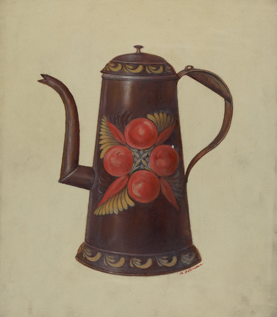 Toleware Tin Coffee Pot by Max Soltmann (American, active c. 1935), 16X12"(A3)Poster Print