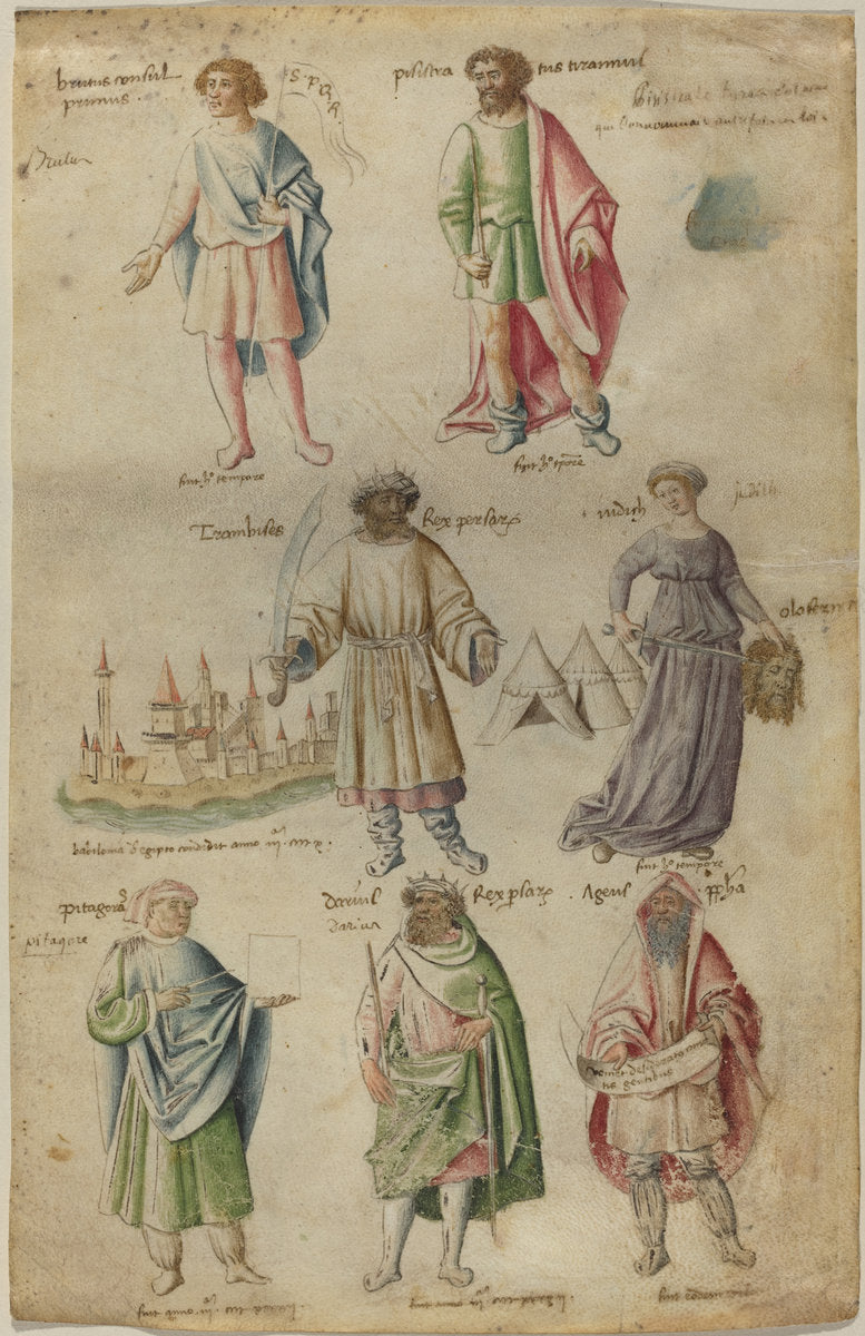 Seven Famous Figures from Ancient History by Barthélemy van Eyck (Netherlandish, active c. 1435 - 1470), 16X12"(A3)Poster Print