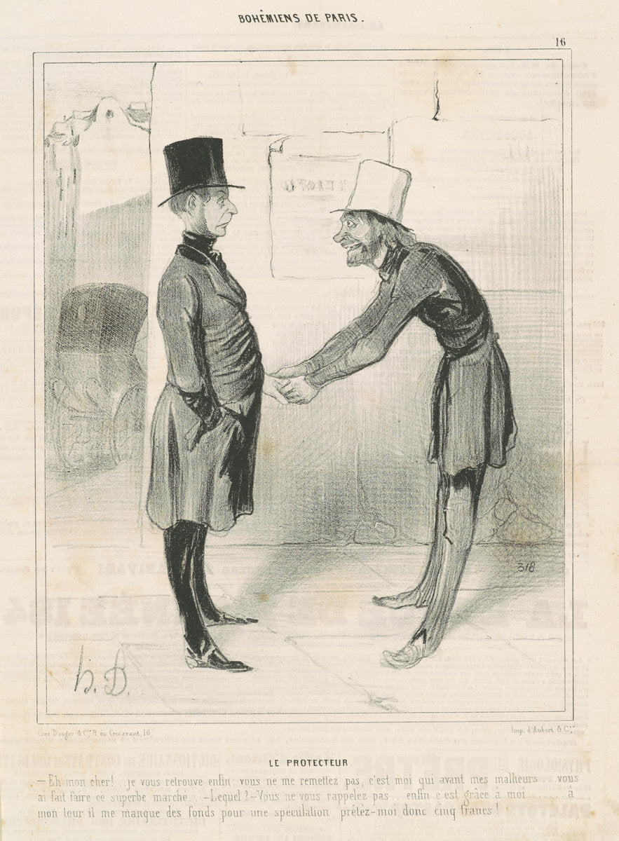 Le Protecteur by Honoré Daumier (French, 1808 - 1879), 16X12"(A3)Poster Print