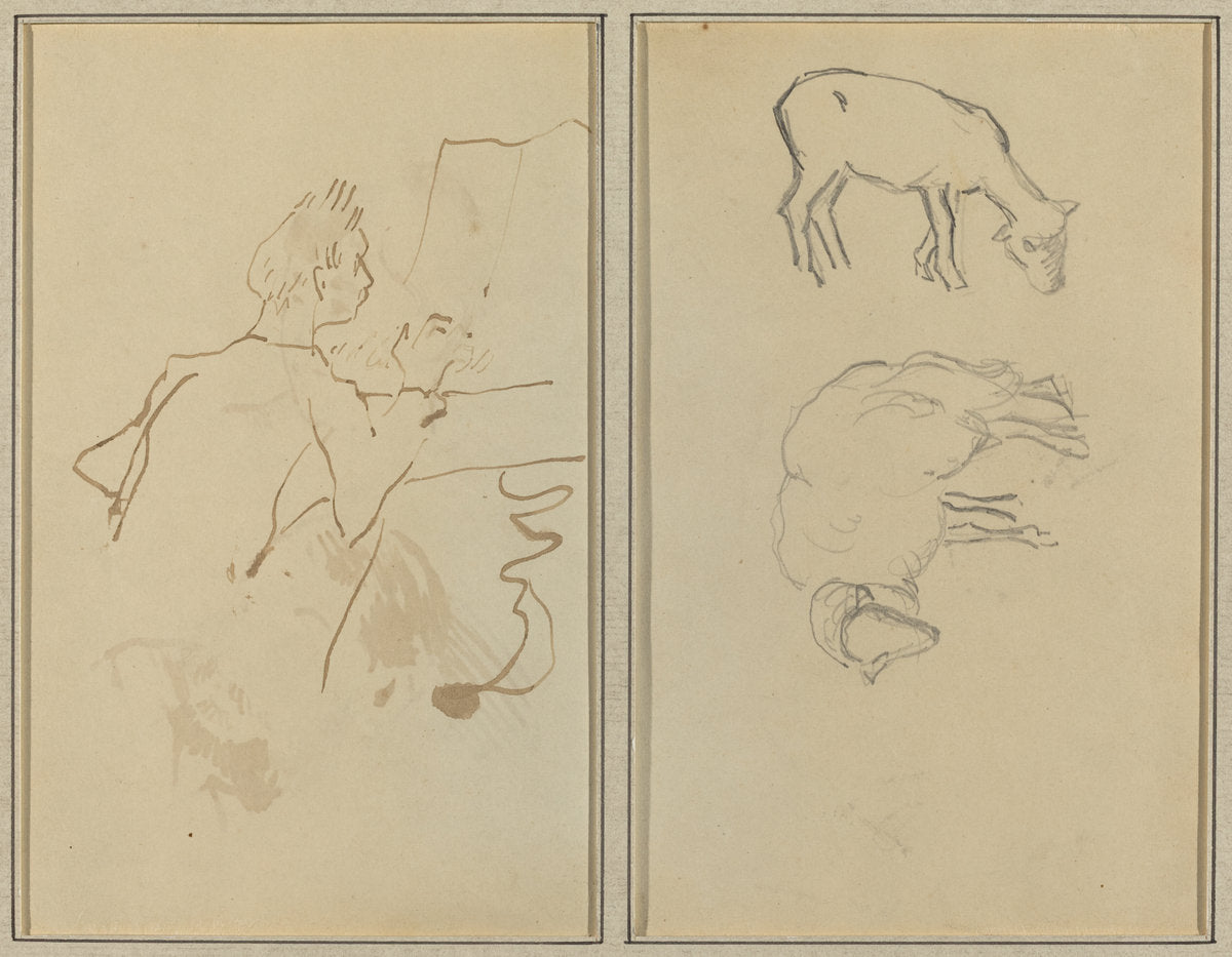 Man Playing Piano; Two Sheep [verso] by Paul Gauguin (French, 1848 - 1903), 16X12"(A3)Poster Print