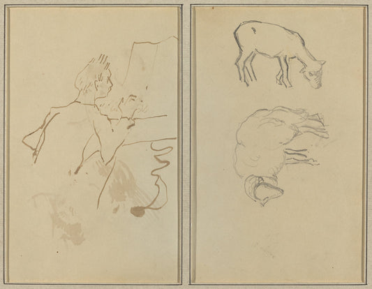 Man Playing Piano; Two Sheep [verso] by Paul Gauguin (French, 1848 - 1903), 16X12"(A3)Poster Print