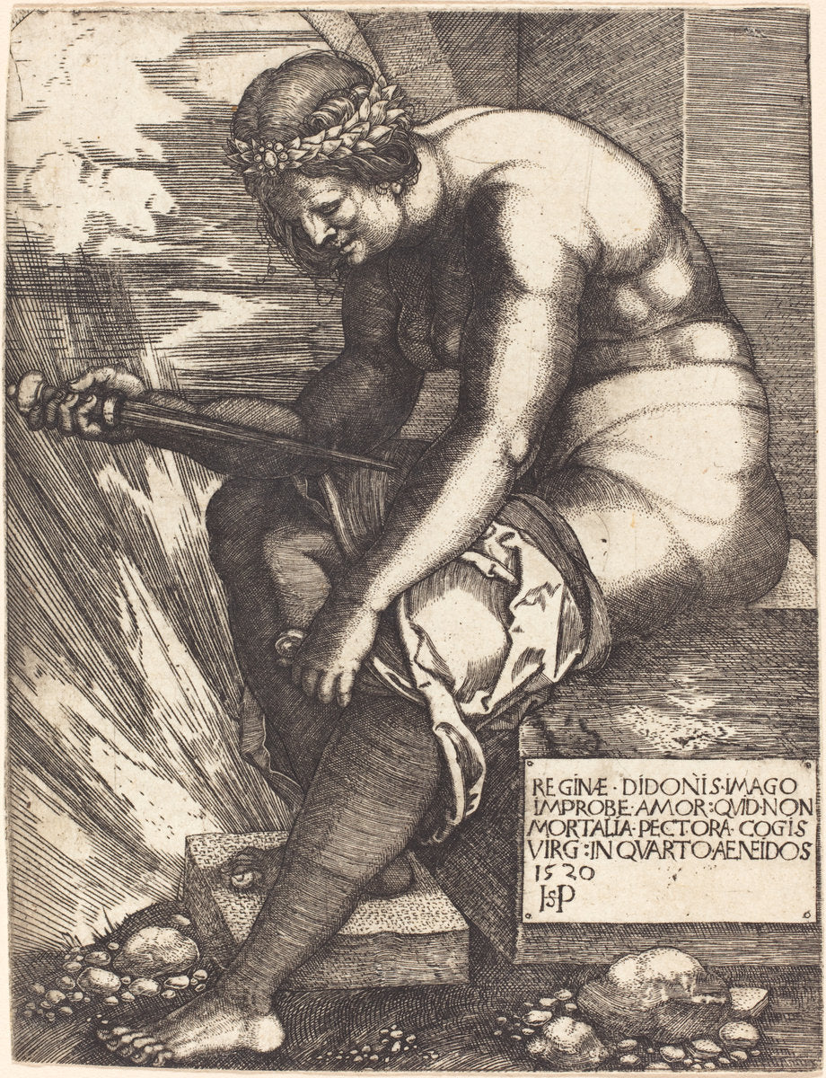 Dido by Sebald Beham (German, 1500 - 1550), 16X12"(A3)Poster Print
