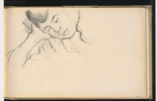 Figure Resting Head on Hand by Paul Cézanne (French, 1839 - 1906), 16X12"(A3)Poster Print