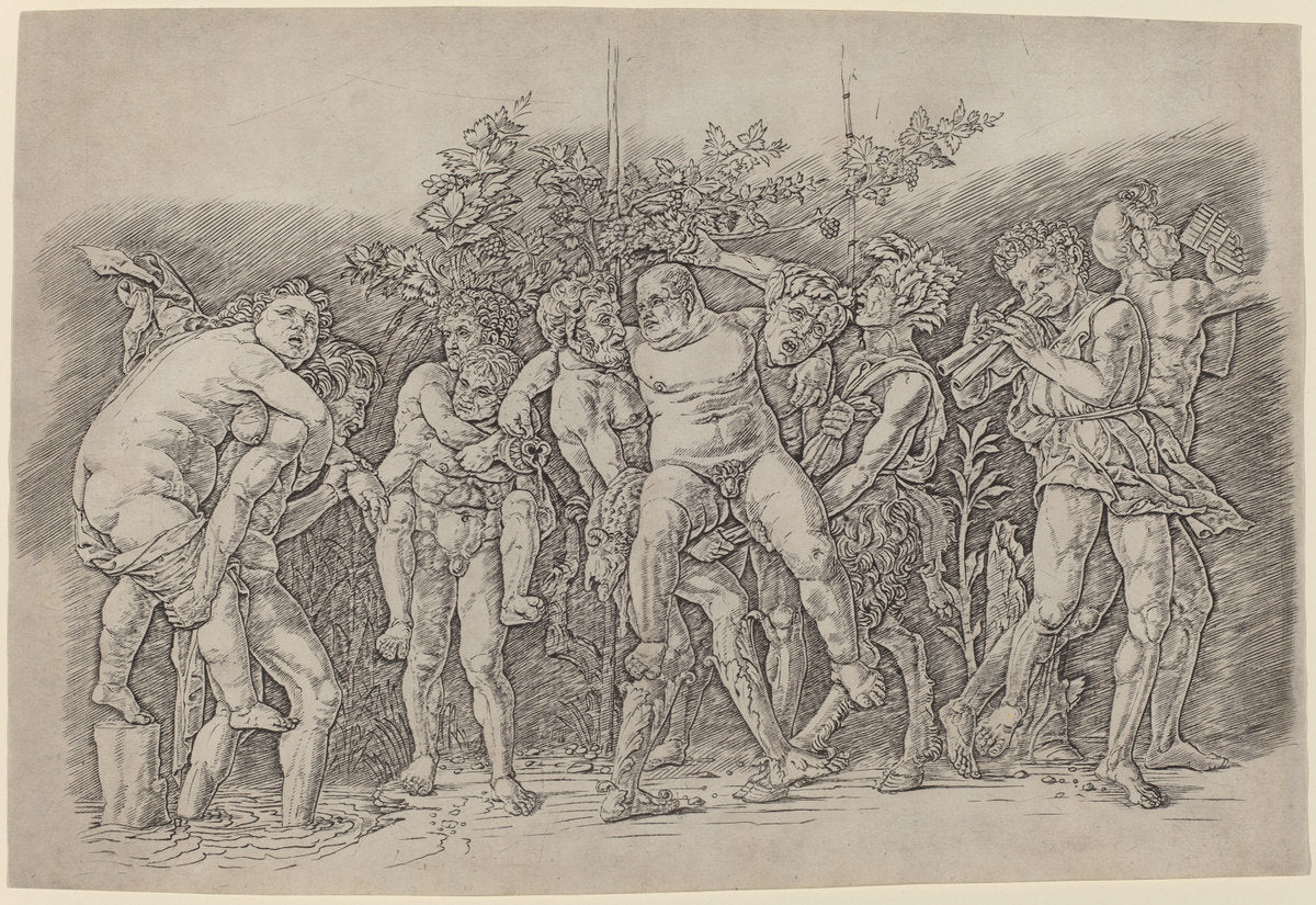 Bacchanal with Silenus by Andrea Mantegna (Italian, c. 1431 - 1506), 16X12"(A3)Poster Print